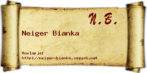 Neiger Bianka névjegykártya